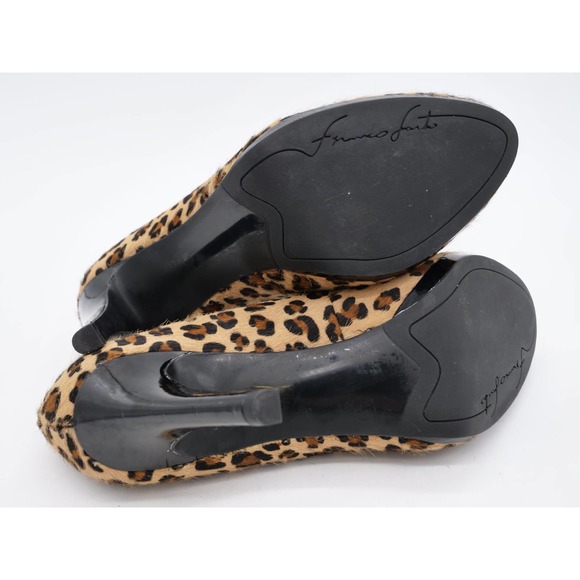 Franco Sarto Heels Womens 9.5 Leopard Print Fur Dress Pumps Almond Toe Slip On - Picture 11 of 11